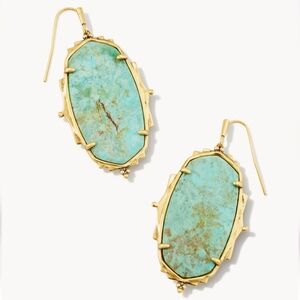 Kendra Scott Baroque Vintage Gold Ella Drop Earrings Sea Green Chrysocolla NWT